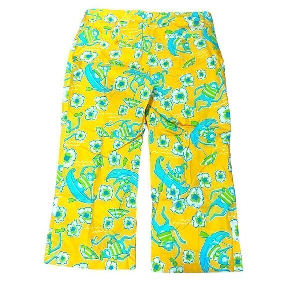 Lilly Pulitzer yellow and blue monkey in a boat Capri pants size for - Picture 2 of 7